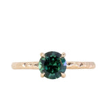 1.27ct Round Australian Sapphire Evergreen Carved Solitaire in 14k Yellow Gold