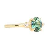 1.41ct Oval Teal Parti Montana Sapphire and Princess Cut Diamond Rapids Low Profile Ring in 18k Yellow Gold