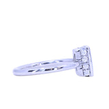 1.21ct Baguette Cut Blue-Grey Spinel and Diamond Low Profile Bezel Hidden Halo Solitaire Ring in Platinum