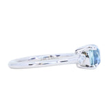 1.66ct Untreated Old Mine Cut Montana Sapphire and Princess Cut Diamond Rapids Low Profile Ring in 14k White Gold