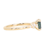 1.34ct Radiant Cut Teal Blue Montana Sapphire and Diamond Starry Night Stackable Solitaire in 14k Yellow Gold