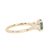 1.64ct Teal Blue Oval Montana Sapphire and Diamond Starry Night Stackable Solitaire in 14k Yellow Gold