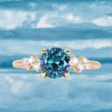 1.35ct Round Blue and Montana Sapphire and Diamond Starry Night Low Profile Solitaire in 14k Yellow Gold