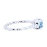1.66ct Untreated Old Mine Cut Montana Sapphire and Princess Cut Diamond Rapids Low Profile Ring in 14k White Gold