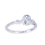 0.96ct Oval Parti Teal Sapphire and Diamond Starry Night Low Profile Solitaire in 14k White Gold