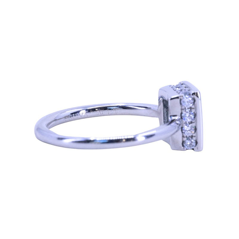 1.21ct Baguette Cut Blue-Grey Spinel and Diamond Low Profile Bezel Hidden Halo Solitaire Ring in Platinum