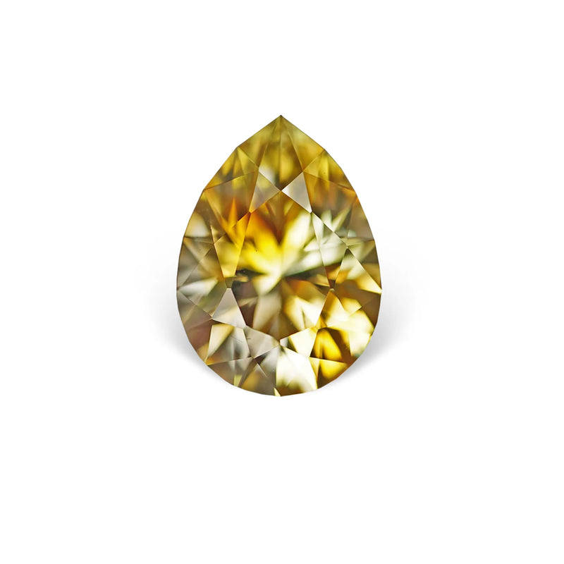 1.46CT PEAR PRECISION CUT MONTANA SAPPHIRE, BICOLOR YELLOW WHITE, 8.4X6.1MM