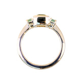 1.29ct Bezel Set Emerald Cut Untreated Montana Sapphire and Montana Sapphire Sides Three Stone Ring in 14k Yellow Gold