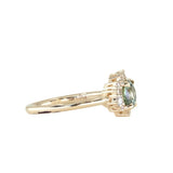 1.01ct Round Green Montana Sapphire and Diamond Asymmetrical Cluster Ring in 14k Yellow Gold