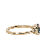 1.65ct Cushion Cut Untreated Madagascar Parti Sapphire and Light Blue Sapphire Low Profile East-West Ring in 14k Yellow Gold