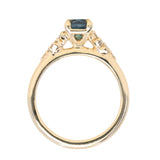 1.34ct Radiant Cut Teal Blue Montana Sapphire and Diamond Starry Night Stackable Solitaire in 14k Yellow Gold