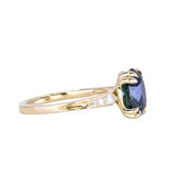 3.19ct Untreated Oval Madagascar Sapphire and Diamond Vintage Cathedral Double Prong Ring in 18k Yellow Gold