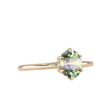 1.54ct Untreated Parti Green Madagascar Oval Sapphire Lotus Solitaire in 14k Yellow Gold