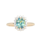 1.53ct Parti Cushion Untreated Madagascar Sapphire Antique-Style Diamond Halo Ring in 14k Yellow Gold