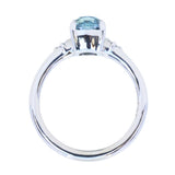 1.66ct Untreated Old Mine Cut Montana Sapphire and Princess Cut Diamond Rapids Low Profile Ring in 14k White Gold