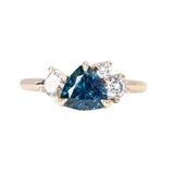 1.54ct Trillion Ocean Blue Montana Sapphire and Natural Diamond Mountainscape Ring in 14k Yellow Gold