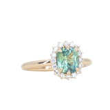 1.53ct Parti Cushion Untreated Madagascar Sapphire Antique-Style Diamond Halo Ring in 14k Yellow Gold