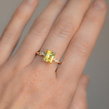 2.62ct Emerald Cut Parti Sapphire and Diamond Starry Night Low Profile Solitaire in 14k Yellow Gold