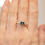 1.52ct Midnight-Teal Color Shifting Songean Sapphire and Diamond Starry Night Low Profile Solitaire in 14k Rose Gold