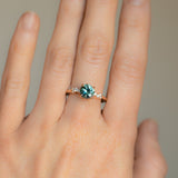 1.52ct Midnight-Teal Color Shifting Songean Sapphire and Diamond Starry Night Low Profile Solitaire in 14k Rose Gold