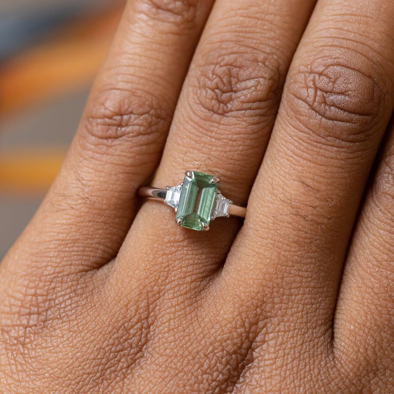 Three Stone Ring with Trapezoid Side Stones- Setting