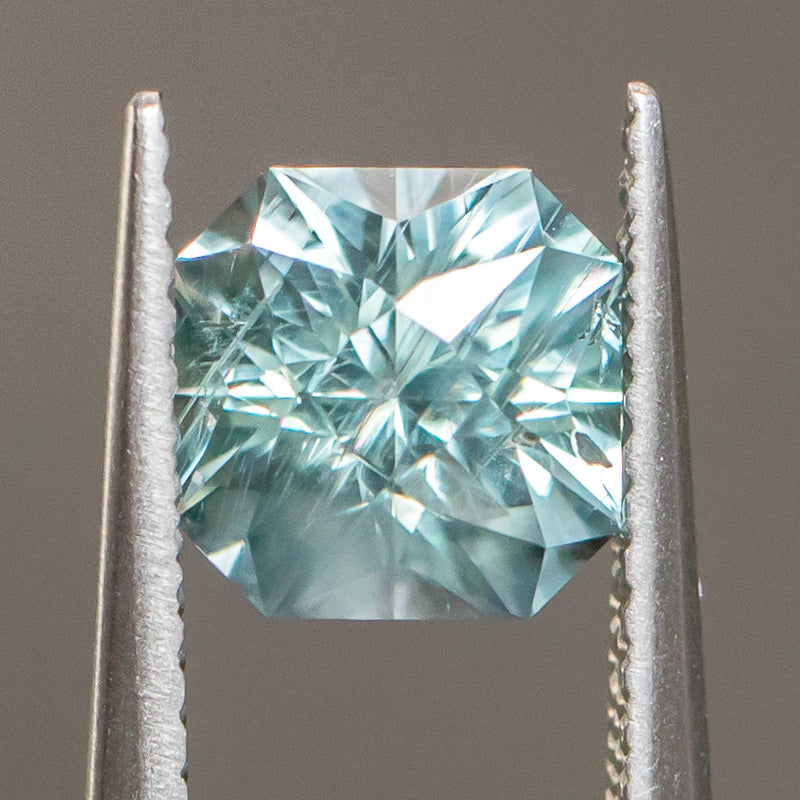 2.38CT SQUARE RADIANT MONTANA SAPPHIRE, MINTY TEAL BLUE GREEN, 6.71X6.74X5.82MM