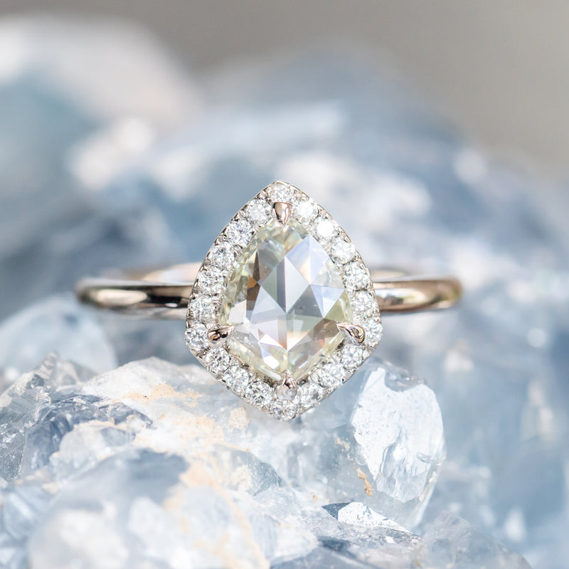 Rose Cut Black Diamond Engagement Ring Gold Vintage Halo Oval Ring | La  More Design