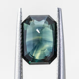 3.07CT EMERALD CUT MADAGASCAR SAPPHIRE, DEEP TEAL WITH COLOR BANDING, 9.36X6.55X4.83MM
