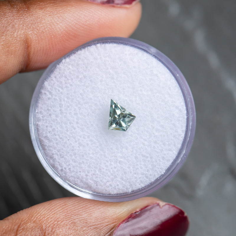 0.66CT KITE MONTANA SAPPHIRE, MINTY TEAL GREEN, 6.39X5.5X3.63MM, UNTREATED