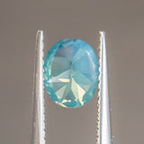 1.30CT OVAL GOMBE NIGERIAN SAPPHIRE, SILKY OPALESCENCE TEAL, 6.98X5.66X4.02MM, UNHEATED