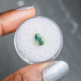 1.41CT PEAR MADAGASCAR SAPPHIRE, PARTI TEAL SEAFOAM GREEN Yellow, 8X5.66MM UNHEATED