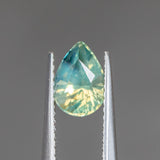 1.41CT PEAR MADAGASCAR SAPPHIRE, PARTI TEAL SEAFOAM GREEN Yellow, 8X5.66MM UNHEATED