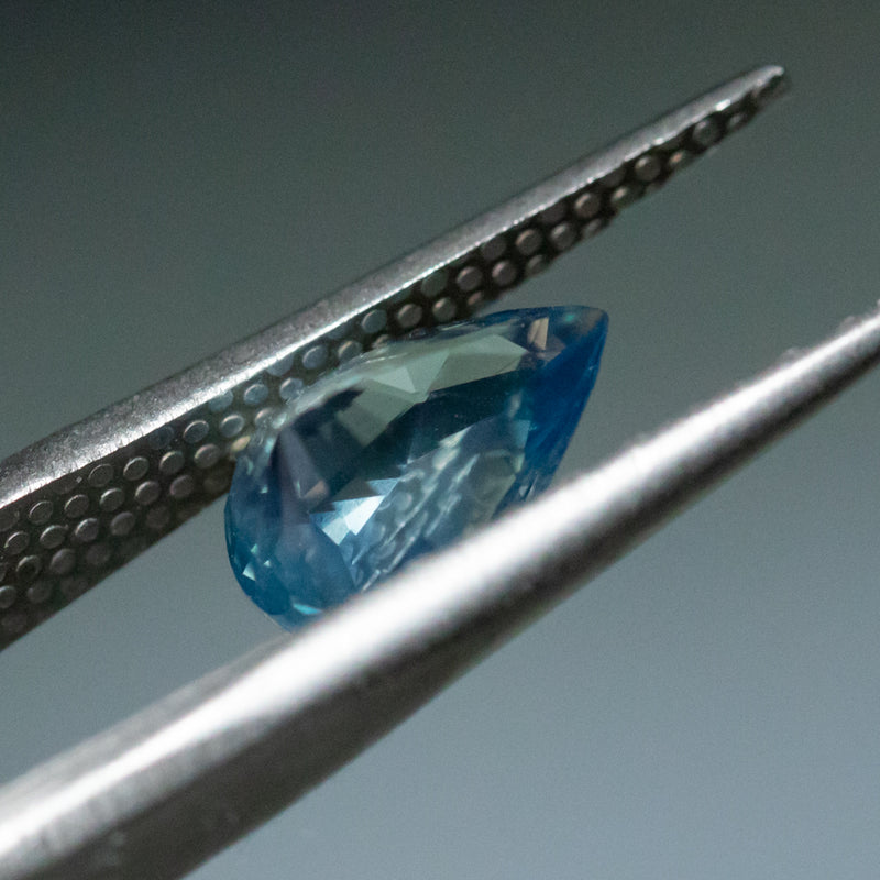 2.07CT MADAGASCAR PEAR SAPPHIRE, UNTREATED, PARTI LIGHT BLUE GREEN, 9.34X6.6X4.88MM