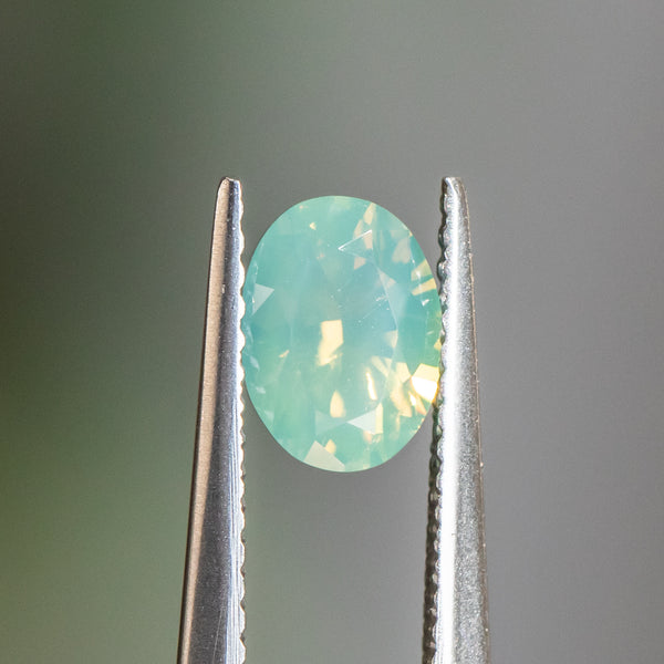 1.18CT OVAL GOMBE SAPPHIRE, SILKY TEAL GREEN, 7.17X5.32X3.80MM, UNHEATED