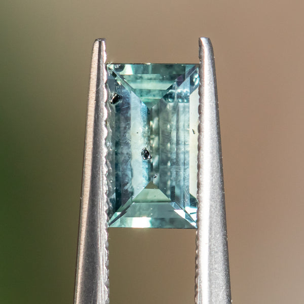0.95CT BAGUETTE TANZANIA SAPPHIRE, MINTY SOFT TEAL, 7.44x4.26x2.71MM, UNHEATED