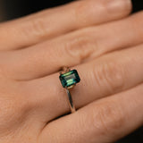 1.45CT EMERALD CUT AUSTRALIAN PARTI SAPPHIRE, UNTREATED, GREEN, TEAL, YELLOW, 7.14X5.21X3.69MM