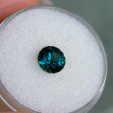 1.60CT ROUND NIGERIAN SAPPHIRE, UNTREATED, DEEP TEAL BLUE GREEN, 6.8X4.6MM