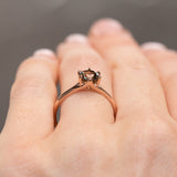 0.92ct Bicolor Sapphire Low Profile Six Prong Split Shank Solitaire in 14k Rose Gold