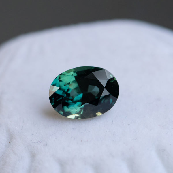 3.19CT OVAL MADAGASCAR SAPPHIRE, DEEP TEAL WITH GREEN, 9X7X4.9MM, UNTREATED