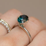 3.19CT OVAL MADAGASCAR SAPPHIRE, DEEP TEAL WITH GREEN, 9X7X4.9MM, UNTREATED