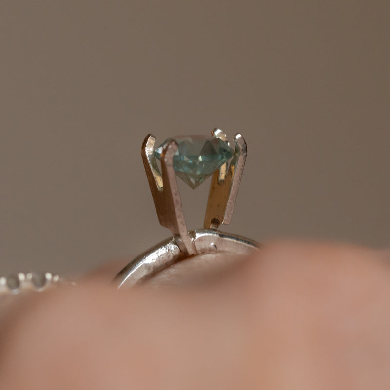 1.20CT ROUND PRECISION CUT MONTANA SAPPHIRE, SILKY SHIMMERY SEAFOAM GREEN, UNTREATED