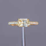 Low Profile Solitaire with French Set Diamonds in Band - Setting