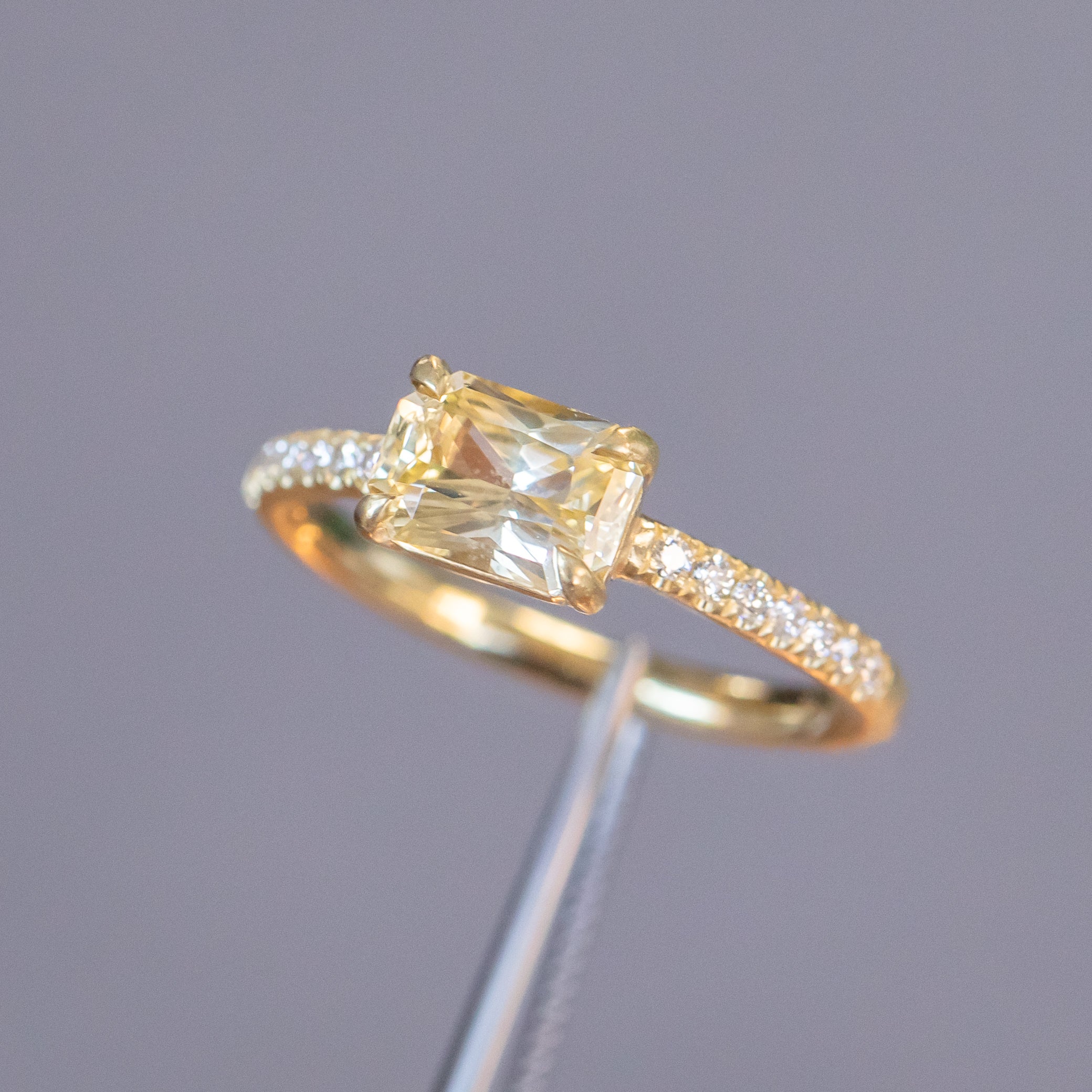 Low Profile Solitaire with Pavé Set Diamonds - Setting – Anueva Jewelry