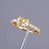 Low Profile Solitaire with French Set Diamonds in Band - Setting