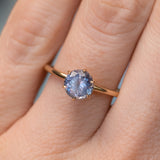 1.53ct Lavender Round Montana Sapphire Lotus Solitaire in 14k Yellow Gold