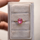1.75ct Mozambique Pink Oval Sapphire Lotus Solitaire in 14k Yellow Gold