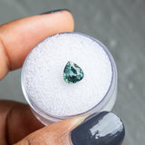 1.51CT PEAR SAPPHIRE, DEEP GREEN TEAL, 7.08X6.30X4.31MM