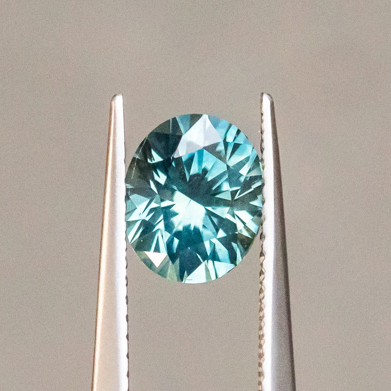 1.94CT OVAL PRECISION CUT MONTANA SAPPHIRE, GREENISH BLUE, 7.82X6.58MM