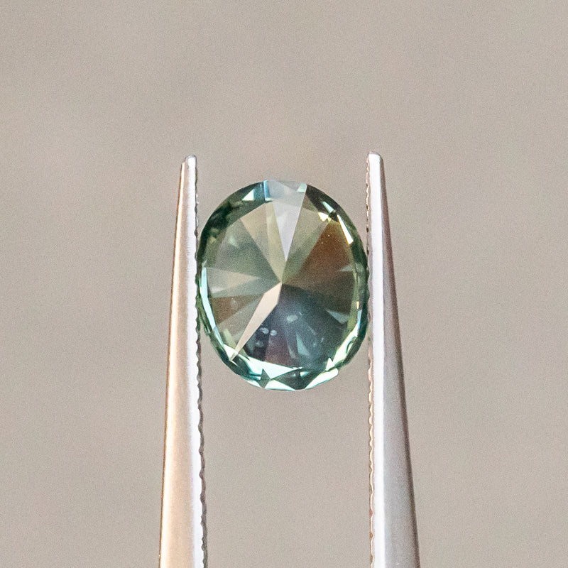 1.94CT OVAL PRECISION CUT MONTANA SAPPHIRE, GREENISH BLUE, 7.82X6.58MM