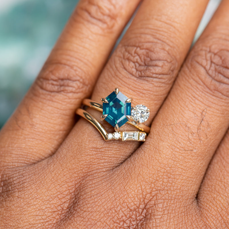 Emerald & Antique Diamond Toi et Moi Ring